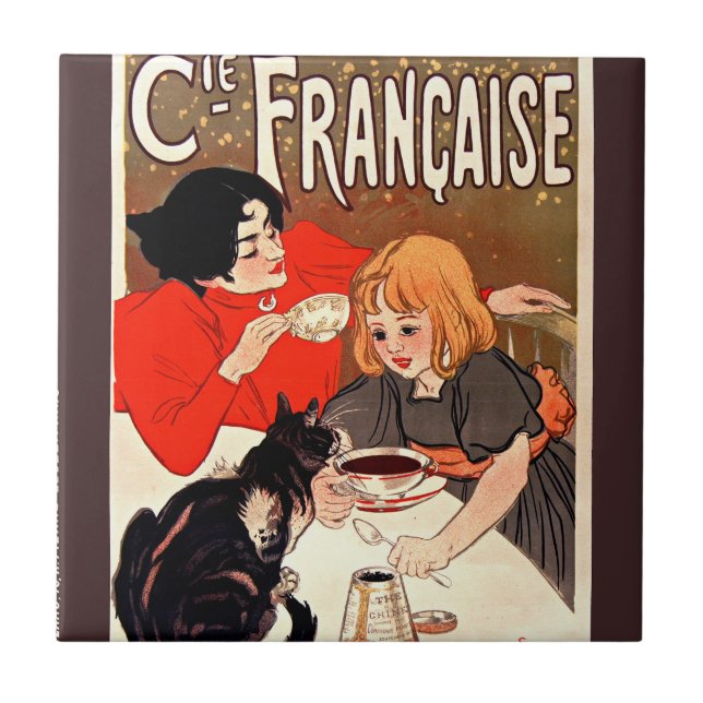 Girl and Cat, Vintage Poster, Alexandre Steinlen Tile (Front)