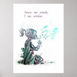 Girl and Dandelion watercolour decor