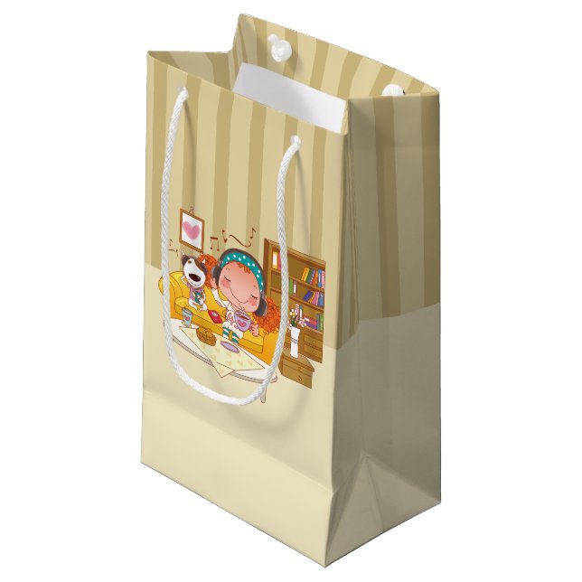 Girl and Dog Gift Bag (Front Angled)