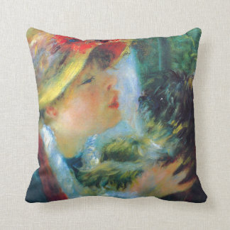 Girl and Dog Renoir Impressionism Fine Art Throw Pillow