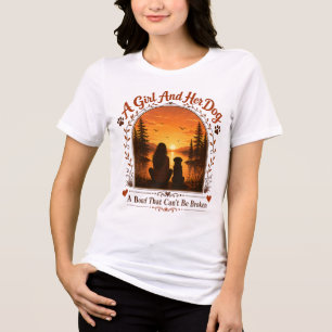 Girl and Dog Silhouette Apparel, Pet Lover Gift Tri-Blend Shirt