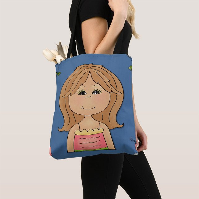 Girl And Flowers Tote Bag (Creator Uploaded)