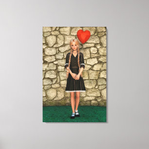 Girl and Heart Canvas Print
