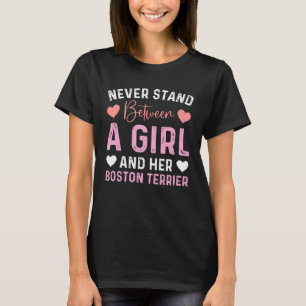 Girl And Her Boston Terrier brown boston terrier p T-Shirt