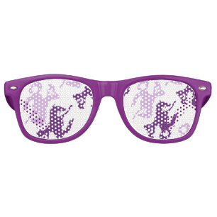 Girl and her bucking bronco pink retro sunglasses