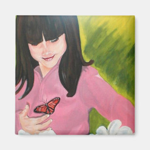 Girl and Her Butterfly Magnet