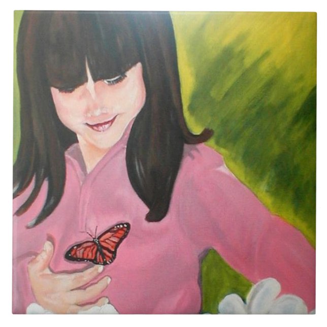 Girl and Her Butterfly Tile (Front)