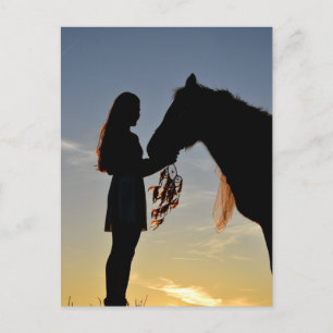 GIRL AND HER HORSE POSTCARD