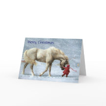 Girl and Horse Christmas Card