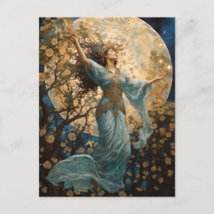 Girl And Moon Fantasy Art Postcard