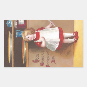 Girl and Pumpkin Pies Vintage Thanksgiving Sticker
