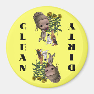 Girl And Puppies Cute Dishwasher Magnet