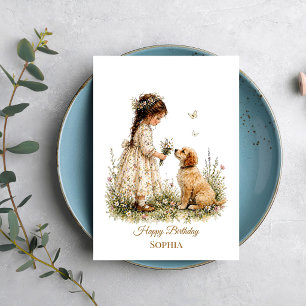 Girl and Puppy Card