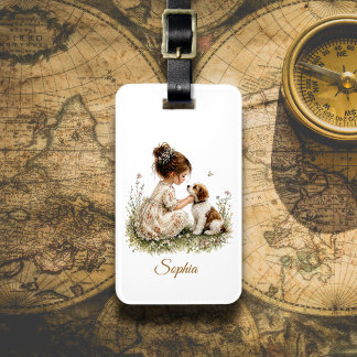 Girl and Puppy Luggage Tag