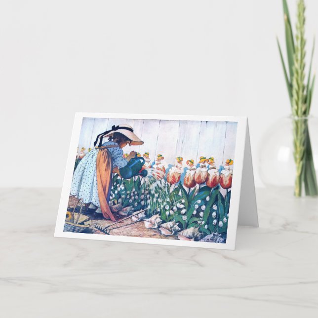 Girl and Tulip, Jessie Willcox Smith Card (Front)