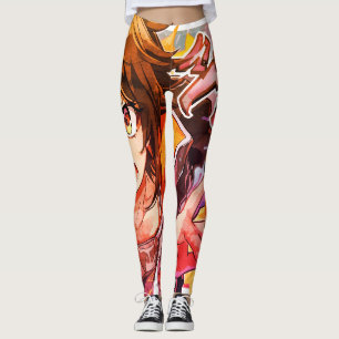 Girl Anime Art Cartoon on Customized Tight Leggings