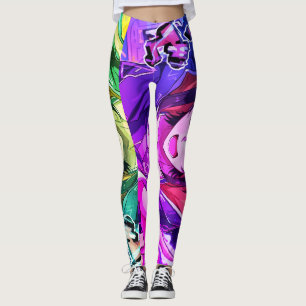 Girl Anime Art Colours Cartoon on Customized Tight Leggings