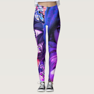 Girl Anime Art Colours Cartoon on Customized Tight Leggings