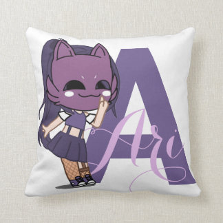 Girl Anime Gacha Decor Purple Ari Throw Pillow