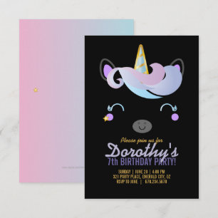 girl ANY AGE galaxy UNICORN BIRTHDAY party Invitation