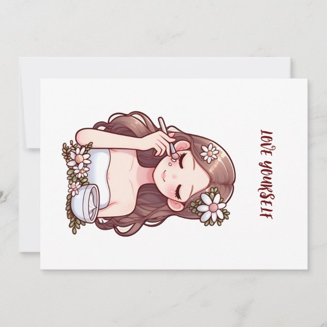 Girl applying skincare Love yourself Invitation (Front)