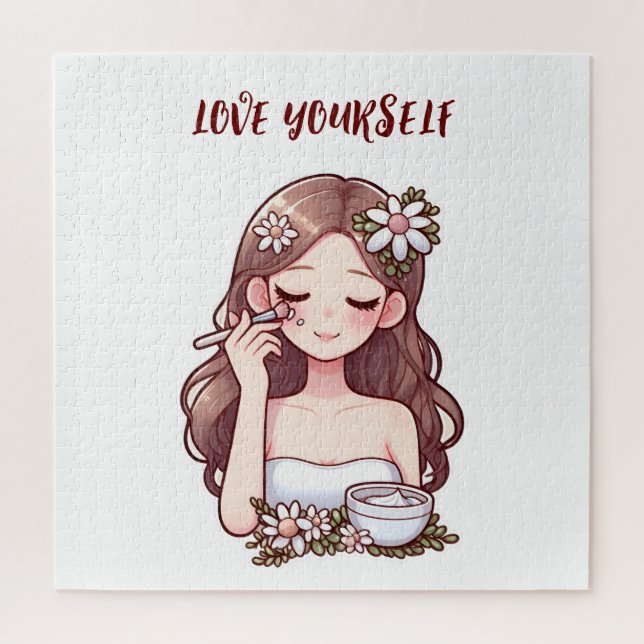 Girl applying skincare Love yourself Jigsaw Puzzle (Vertical)