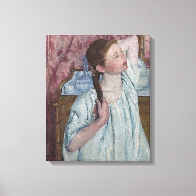 Girl Arranging Her Hair, 1886 (oil on canvas) Canvas Print (Front)