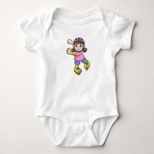 Girl as Skater with Skates & Helmet Baby Bodysuit