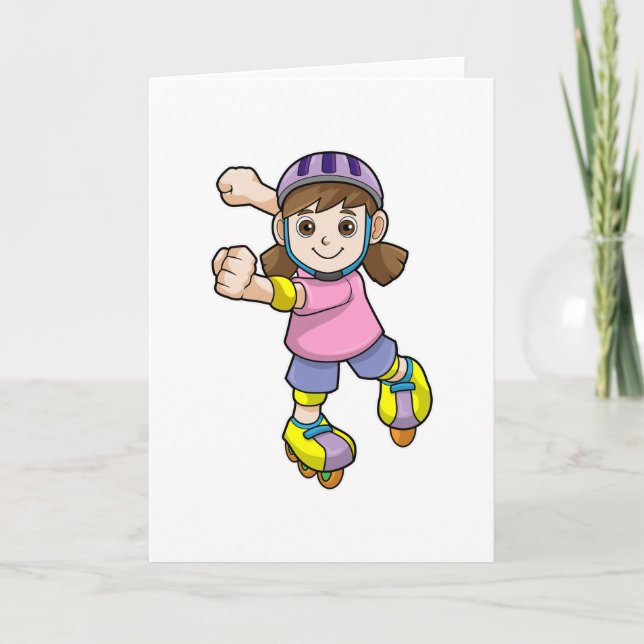 Girl as Skater with Skates & Helmet Card (Front)