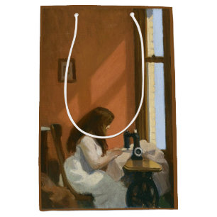 Girl at a Sewing Machine (by Edward Hopper) Medium Gift Bag