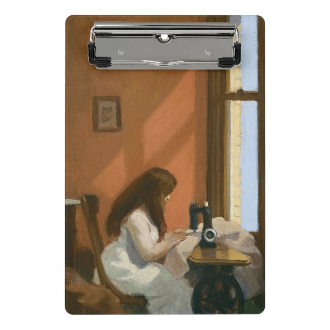 Girl at a Sewing Machine (by Edward Hopper) Mini Clipboard (Front)
