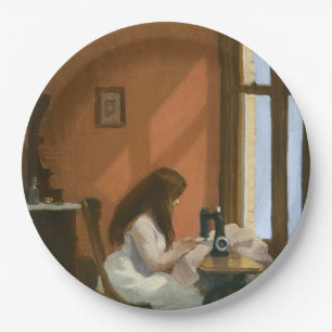 Girl at a Sewing Machine (by Edward Hopper) Paper Plate