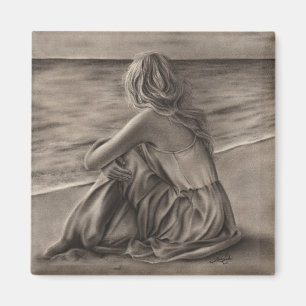 Girl at beach Magnet