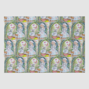Girl at garden with friends illustration  tissue paper