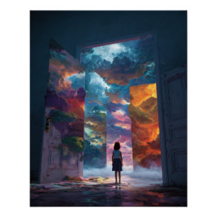 Girl at Portal to Vivid Dreamworld Poster