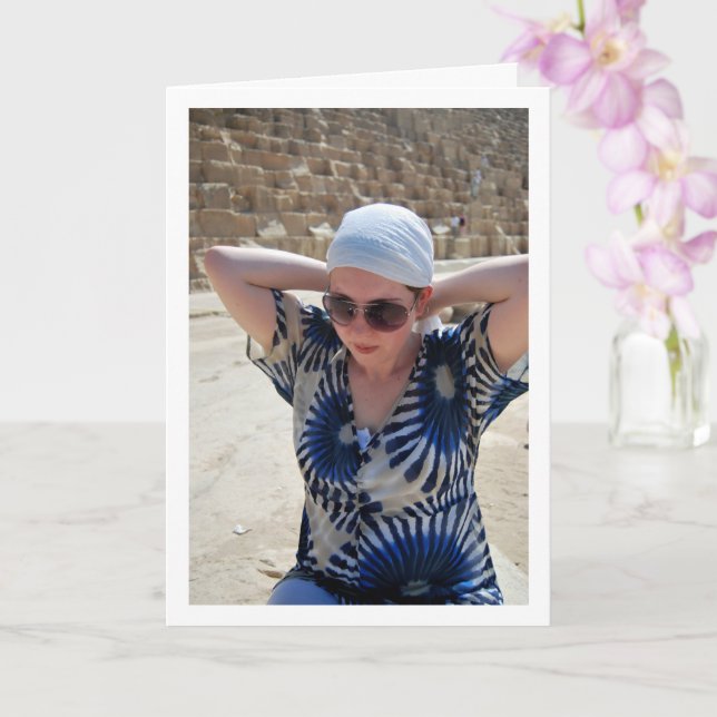 Girl at Pyramids of Giza Card (Orchid)