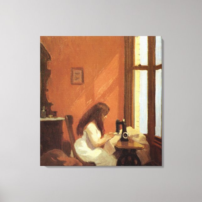Girl At Sewing Machine, Edward Hopper Canvas Print (Front)