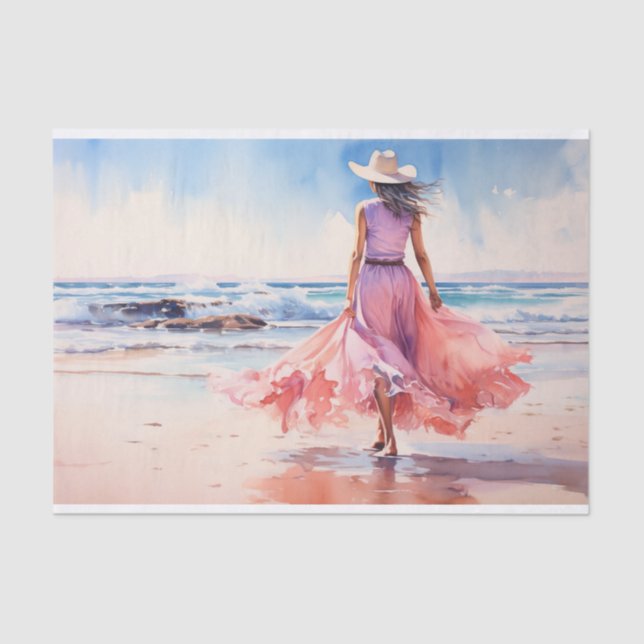 Girl at the Beach 1 Decoupage Paper (Front)