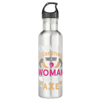 Girl Axe Throwing Axe Throwing 710 Ml Water Bottle