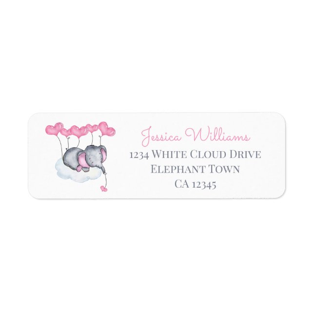Girl Baby Elephant on White Cloud Adresse de retou (Devant)
