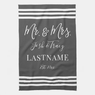 Girl Baby Elephant with Bow Custom Name Kitchen Towel