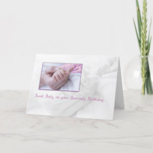 Girl Baby Heavenly Birthday Hand in Heart Card
