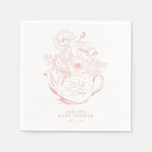 Girl Baby is Brewing Vintage Pink Floral Shower Napkin