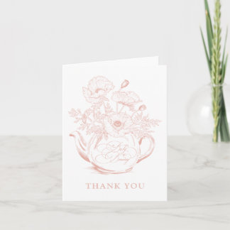 Girl Baby is Brewing Vintage Pink Floral Thank You Card
