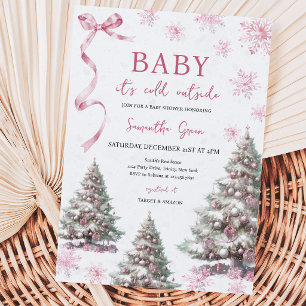 Girl Baby It's Cold Outside Christmas Baby Shower Invitation