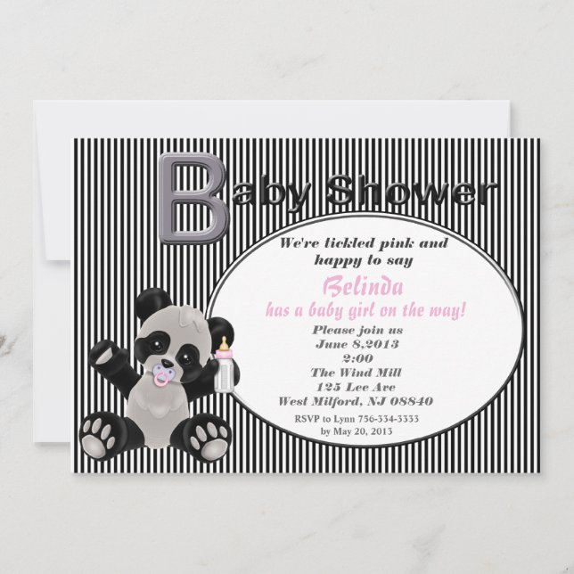 Girl Baby Panda Baby Shower Invitation (Front)