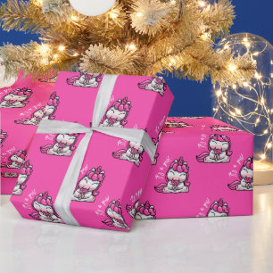 Girl Baby Pink Unicorn Gender Reveal Party Wrapping Paper