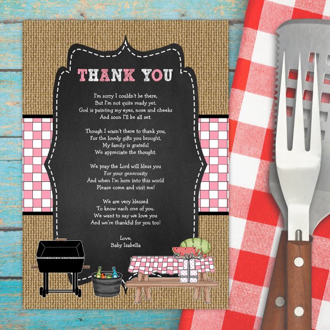 Girl Baby Q poem thank you note card (Creator Uploaded)