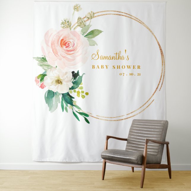Girl Baby Shower Backdrop Photo Booth Tapestry (In Situ)