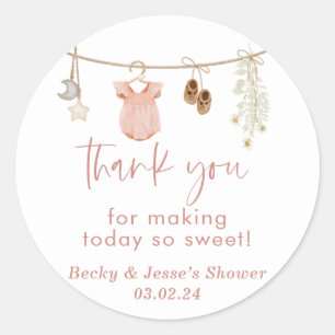 Girl Baby Shower   Boho Blush Pink Favor Stickers